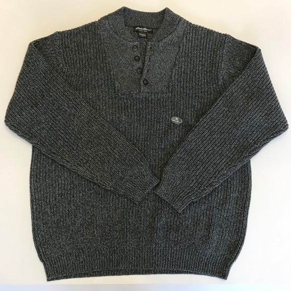 NWT Eddie Bauer Quarter Button Marled Sweater XL